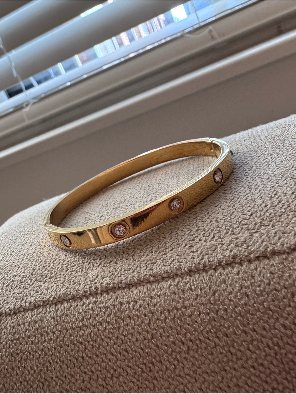 Gold Tone Crystal Accent Bangle Bracelet